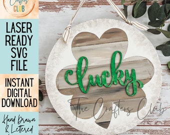 St. Patricks's SVG - Lucky Shamrock Sign - Shiplap Shamrock - St Patty's SVG - digital download for laser cutting, cricut, silhouette