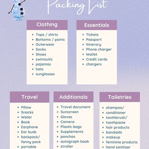 WDW Packing List