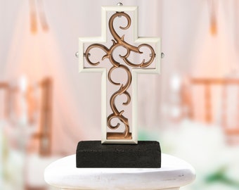The Unity Cross®: Pearl White & Desert Rose Wedding Ceremony Sculpture