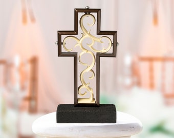 Kreuz der Einheit: Bronze & Elfenbein Hochzeitsskulptur