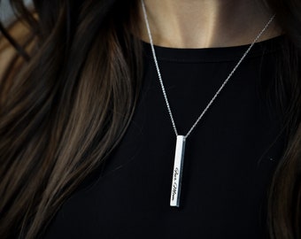 Personalized Bar Necklace - Silver Color - "The Heidi"