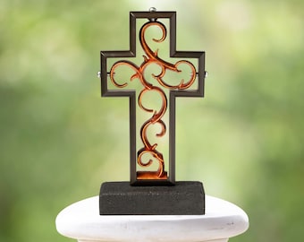 Unity Cross ® Bronzo strofinato e foglia di rame; Candela Unity Unity Sand Elegante alternativa