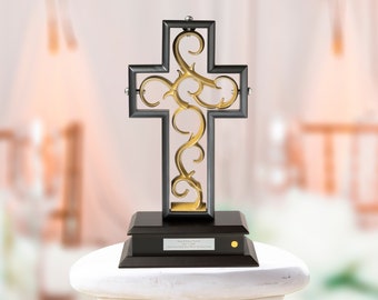 Einheitskreuz: Schiefer, Schwarz & Mattgold Hochzeitszeremonie Skulptur