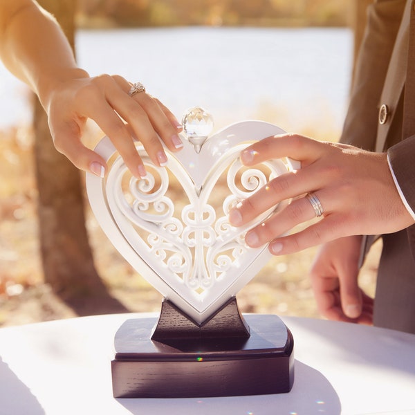 Wedding Unity Heart Pearl White; Wedding Heart, Unity Ceremony Candle Unity Sand Elegant Alternative; From the Unity Cross®