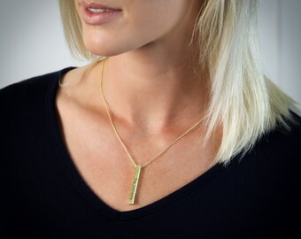 Personalized Bar Necklace - Yellow Gold Color - "The Heidi"