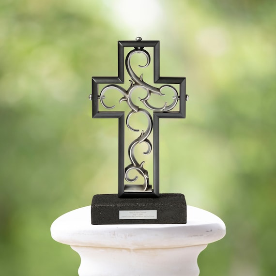 Black and Pewter Unity Cross: Wedding Ceremony Sculpture