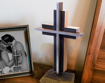 NEW Charred, Hand-Finished White Oak Wedding Unity Cross®; Unity Candle Unity Sand Perfect Alternative Wedding Ceremony