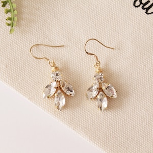 Bridesmaid Crystal Earrings Bridal Earrings Crystal Earrings Gold Leaf Earrings Silver Earrings Wedding Earrings Bridesmaid Gift #175