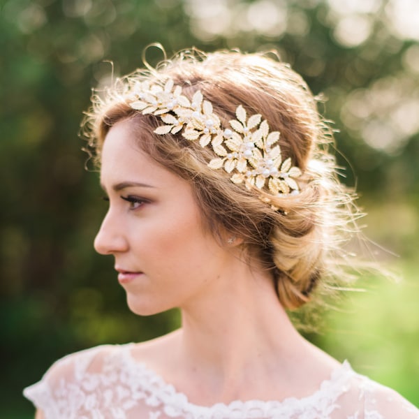 Gold Leaf Crown Gold Bridal Headband Bridal Leaf Crown Wedding Headband Leaf Headband Silver Headband Silver Leaf Crown Bridal Tiara #20