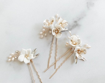 Bridal hair pins floral pins crystal hair pins pearl hair pin wedding hair pin bridal hair piece #196