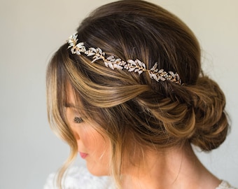 Brautkranz Braut Haarranke Braut Stirnband Hochzeit Kopfschmuck Kristall Haarband Blatt Haarband Zweig Haarranke Brautkrone Tiara #187