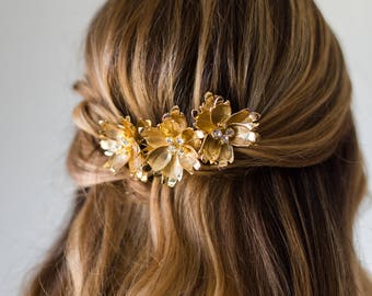 Bridal Comb Bridal Hair Comb Bridal Headpiece Wedding Headpiece Flower Comb Bridal Flower Comb Gold Hair Comb Silver Comb #170