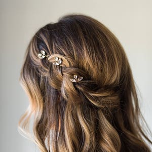 Crystal Hair Pins Bridal Hair Pins Wedding Hair Pins Silver Hair Pins Gold Hair Pins Bridal Bobby Pins Minimal Hair Pins Headpiece 159 image 2