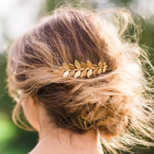 Gold Laurel Leaf Hair Comb | Boho Bridal or Bridesmaid Gift #115B
