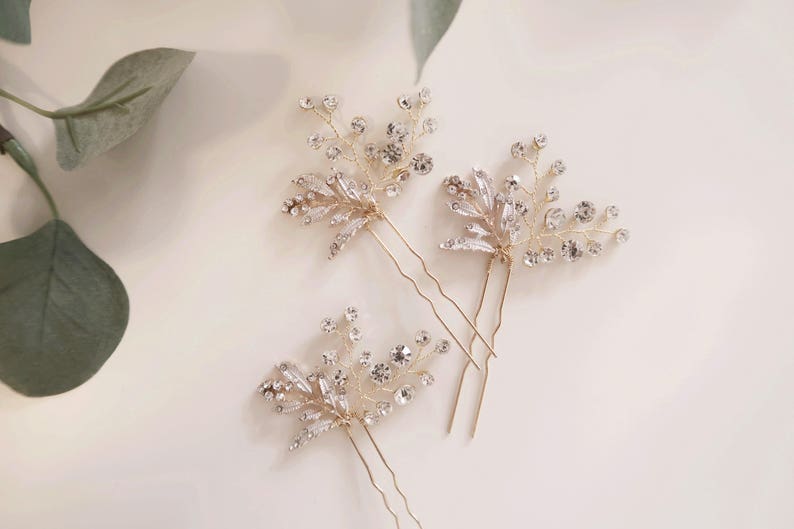 Bridal Hair Pins Crystal Hair Pin Leaf Hair Pin Wedding Hair Pin Flower Hair Pin Branch Hair Pins Bridal Headpiece Wedding Headpiece 186 image 9