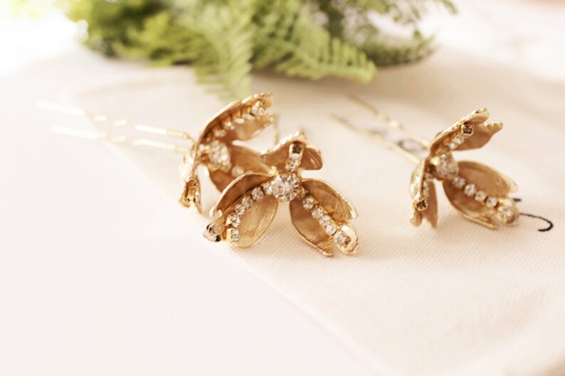 Bridal Floral Headpiece Set Bridal Flower Comb Gold Flower Comb Silver Bridal Hair Pins Crystal Pins Flower Hair Pins Bridal Pins #171 #172