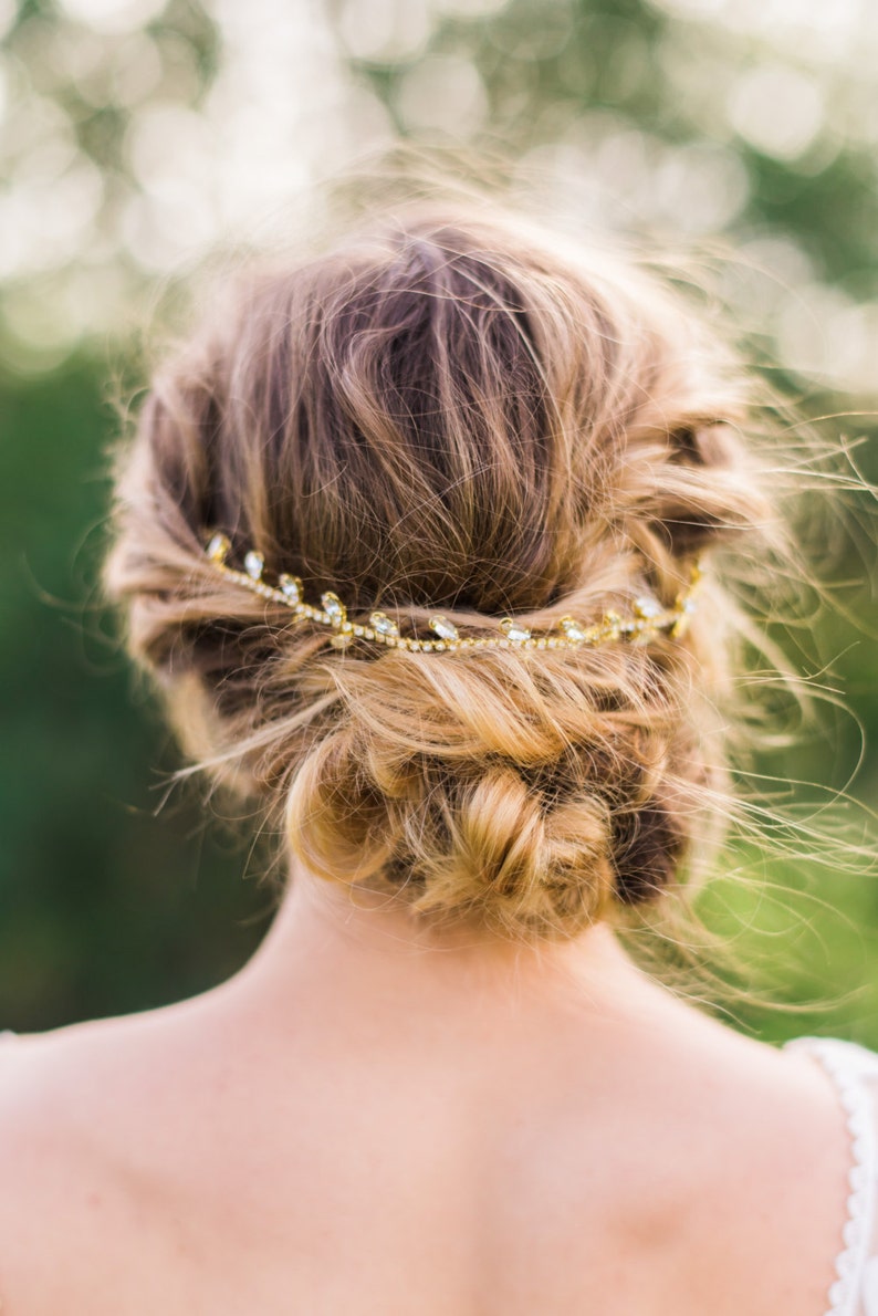 Gold Crystal Headband Bridal Headband Silver Headband Beaded Headband Beaded Hair Vine Hair Chain Bridal Hair Wreath Bridal Headpiece 146 image 1