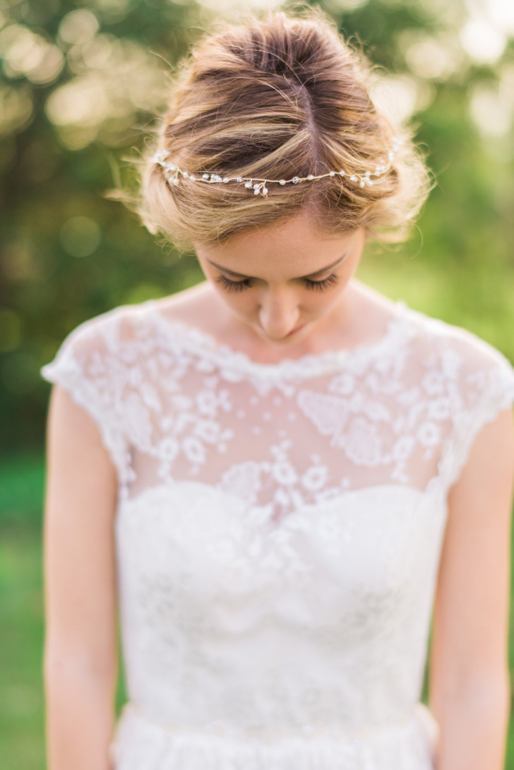 Headband - wreath with pearls, gold main image 1