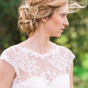 Ensemble de 3 épingles à cheveux en cristal épingles à cheveux nuptiales cheveux argent épingles cheveux de mariage épingles cheveux dor cheveux mariées ensemble cheveux en cristal feuilles épingles à cheveux 155 image 2