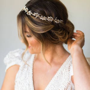 Bridal Wreath Bridal Hair Vine Bridal Headband Wedding Headpiece Crystal Headband Leaf Headband Branch Hair Vine Bridal Crown Tiara 187 image 5