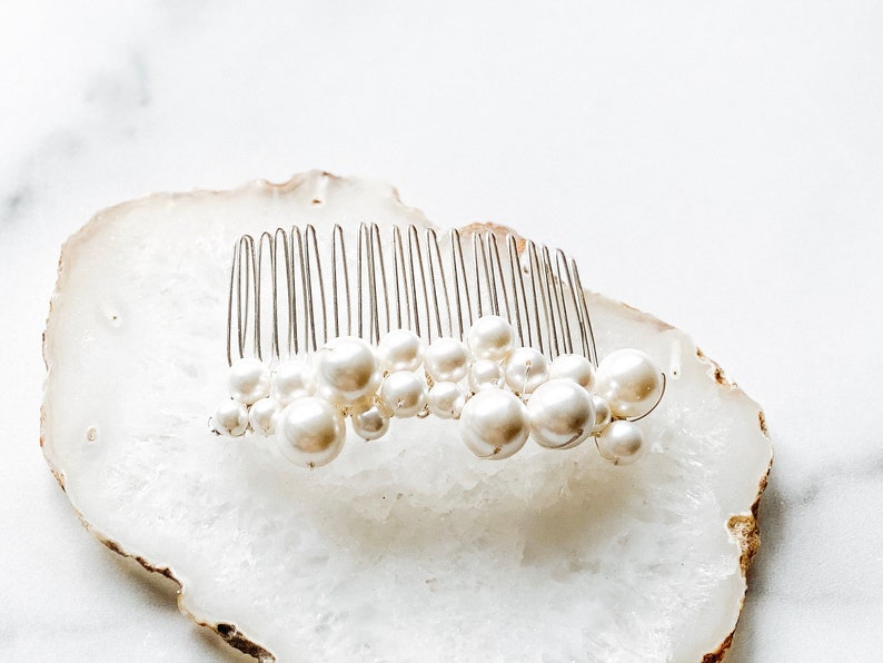 Pearl Bridal Comb Mariage Comb Mariée Clip de cheveux Pearl Barrette Bridal Hair Accessory Wedding Hair Piece 198 image 9