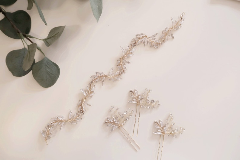 Bridal Wreath Bridal Hair Vine Bridal Headband Wedding Headpiece Crystal Headband Leaf Headband Branch Hair Vine Bridal Crown Tiara 187 image 10