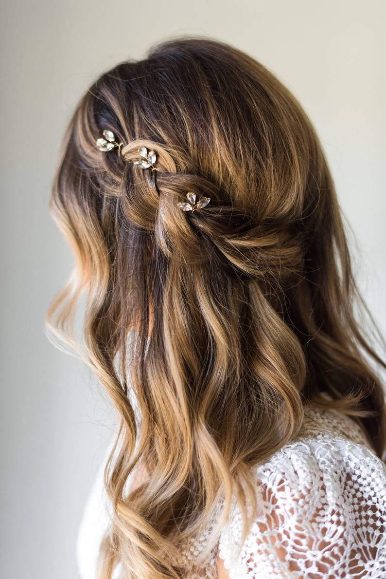 Crystal Hair Pins Bridal Hair Pins Wedding Hair Pins Silver Hair Pins Gold Hair Pins Bridal Bobby Pins Minimal Hair Pins Headpiece 159 image 2