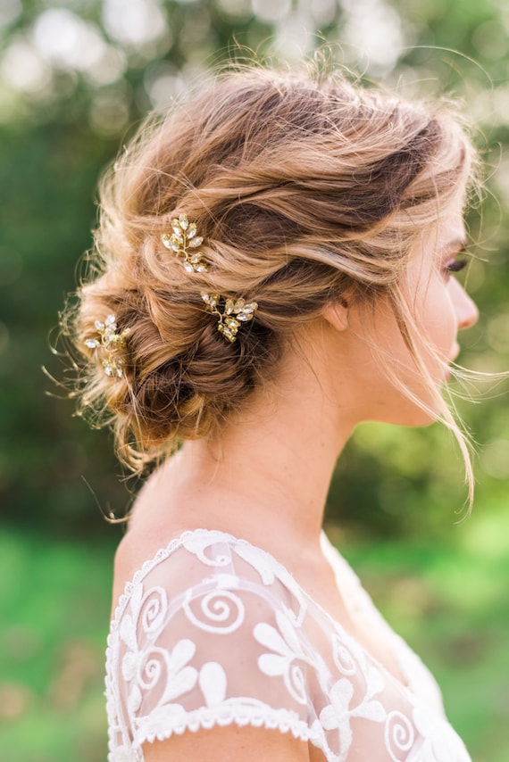 Crystal Hair Pin Bridal Hair Pin Leaf Hair Pins Branch Pins Etsy