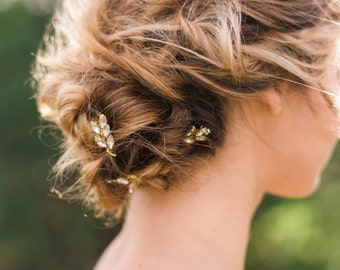 Set of 3 Crystal Laurel Pins laurel leaf pins crystal hair pins bridal hair pins gold hair pins silver hair pins wedding hair pins #140