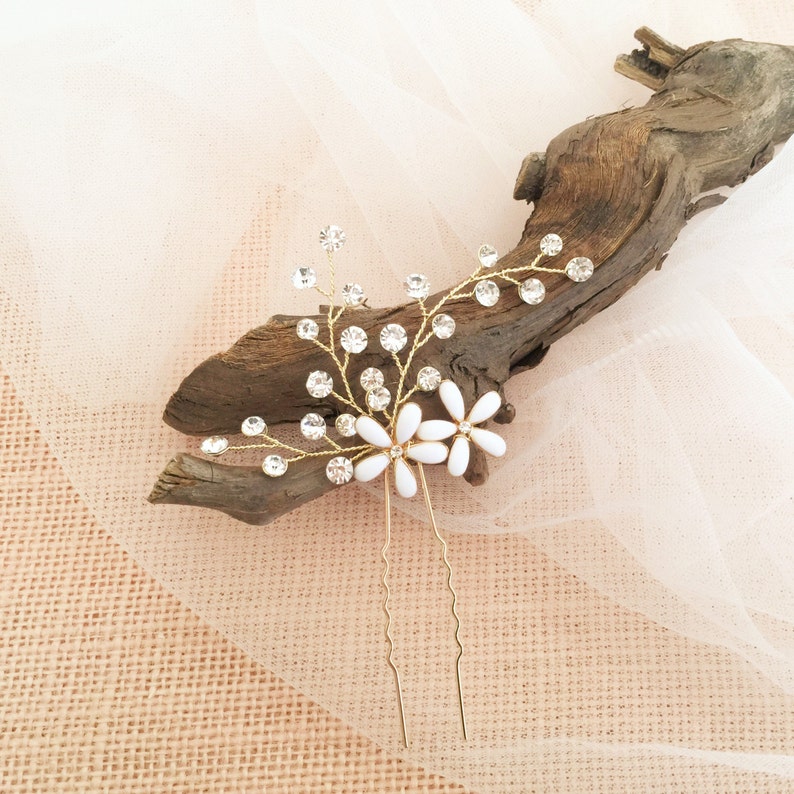 Bridal Hair Pins Flower Hair Pins Crystal Hair Pins Wedding | Etsy
