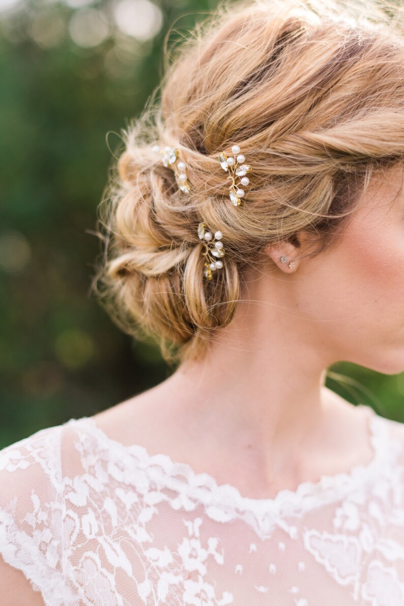 Ensemble de 3 épingles à cheveux en cristal épingles à cheveux nuptiales cheveux argent épingles cheveux de mariage épingles cheveux dor cheveux mariées ensemble cheveux en cristal feuilles épingles à cheveux 155 image 3