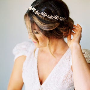 Bridal Wreath Bridal Hair Vine Bridal Headband Wedding Headpiece Crystal Headband Leaf Headband Branch Hair Vine Bridal Crown Tiara 187 image 2