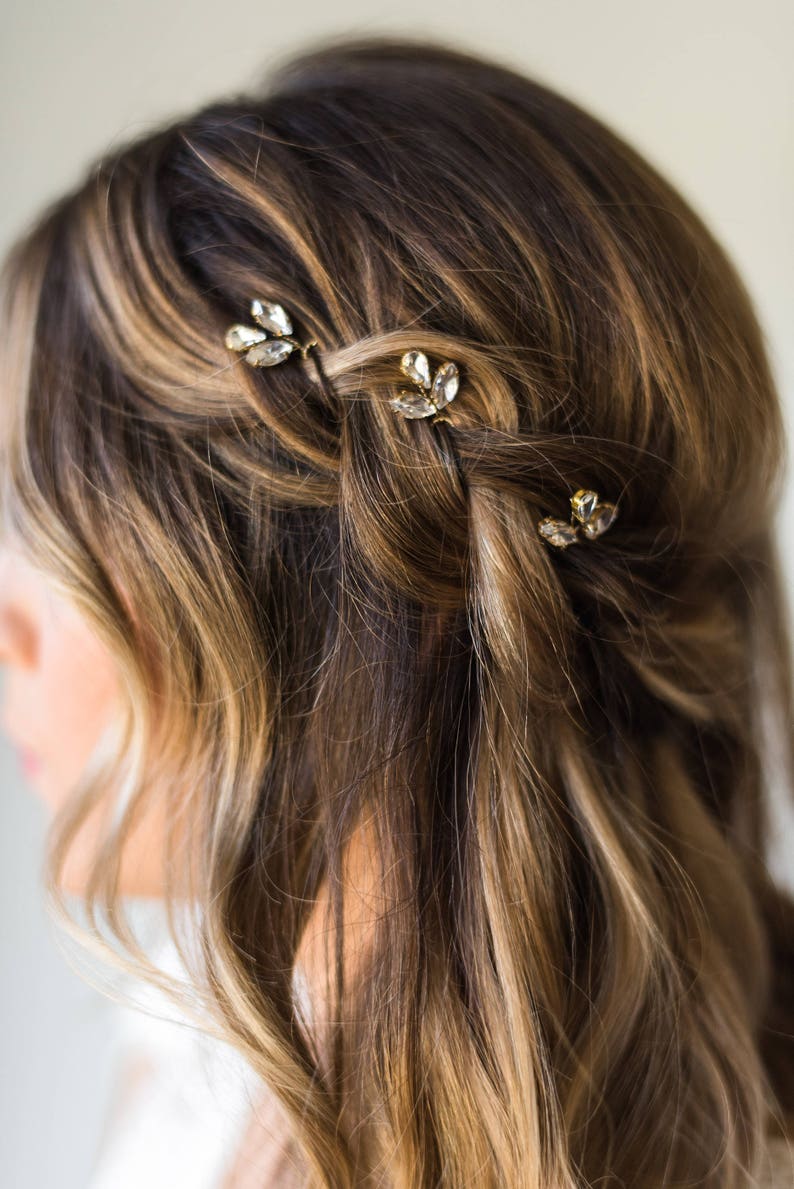 Crystal Hair Pins Bridal Hair Pins Wedding Hair Pins Silver Hair Pins Gold Hair Pins Bridal Bobby Pins Minimal Hair Pins Headpiece 159 image 1