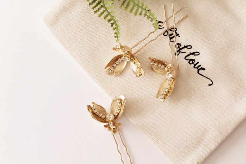 Bridal Floral Headpiece Set Bridal Flower Comb Gold Flower Comb Silver Bridal Hair Pins Crystal Pins Flower Hair Pins Bridal Pins #171 #172