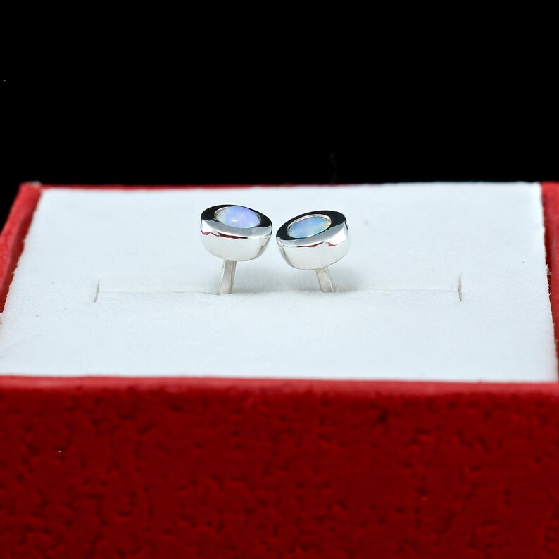 Crystal Opal Stud Earrings in 925 Sterling Silver Opal Silver Etsy