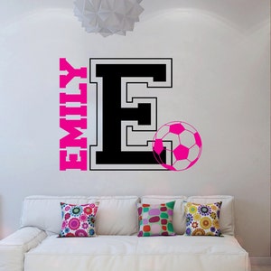 Varsity Monogram with Customized Name and Soccer Ball / and other Sports Designs for your Kid's Bedroom