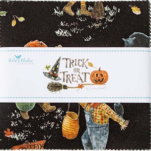 Trick or Treat 5&quot; Stacker of 42 - 5 inch cotton fabric squares charm pack - by Lisa Audit for Riley Blake Fabrics