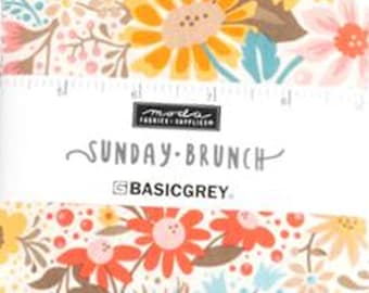 Sunday Brunch Charm Pack designed by BASICGREY for Moda Fabrics - 42 - 5 inch cotton squares