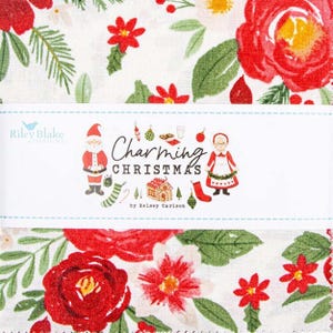 Charming Christmas 5&quot; Stacker of 42 - 5 inch cotton fabric squares charm pack - by Kelsey Carlson for Riley Blake Fabrics