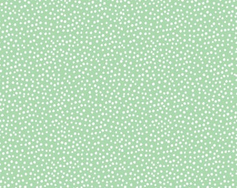 Comfy Cotton Flannel A. E. Nathan - White dots on Pale Green - by the yard