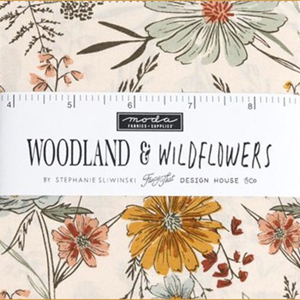 Charm Pack Woodland & Wildflowers by Stephanie Sliwinski for Moda of 42 - 5 inch cotton squares