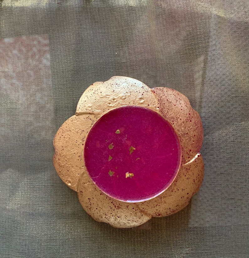 Lotus Flower Ring Tray-Dark RosePink Resin Home Decor Valentine\u2019s Day