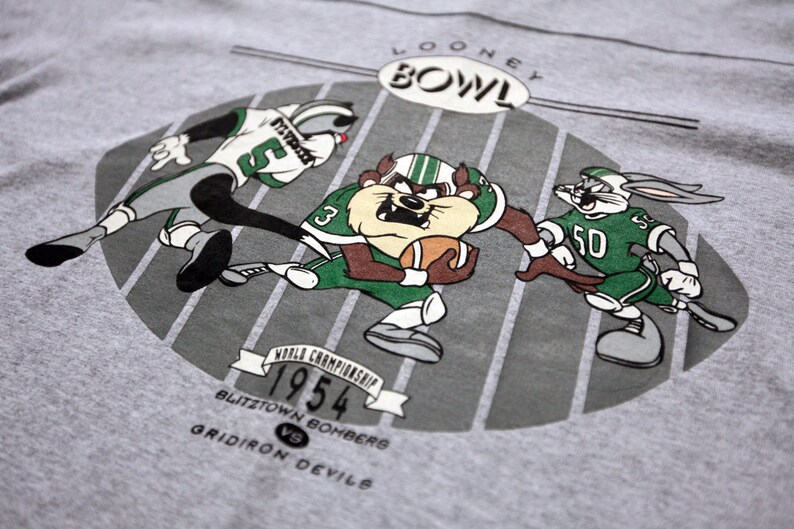 Vintage Deadstock 90's Looney Tunes Toon Bowl 1954 Championship Football Jersey T-Shirt SZ M image 4