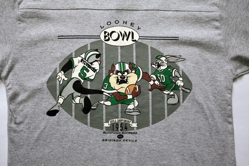 Vintage Deadstock 90's Looney Tunes Toon Bowl 1954 Championship Football Jersey T-Shirt SZ M image 3