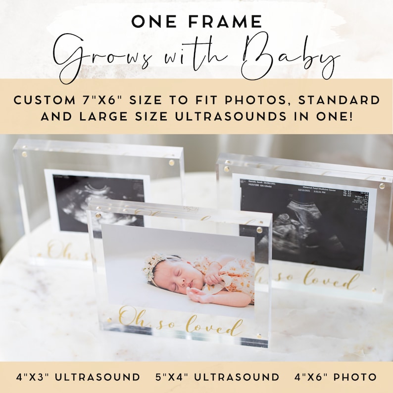 Highend Ultrasound Picture Frames Acrylic & Gold Newborn Photo