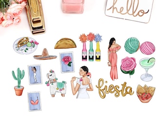 100 Fiesta Hola Serape Print Name Tags BIN LABEL STICKERS Cinco De Mayo Party