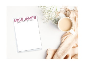 Pink Teacher Name & Grade - Stationery - Personalized Notepad