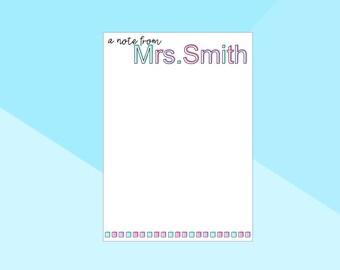 A Note from Pastel Teacher - Stationery - Personalized Notepad