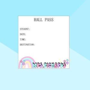 Teacher - Hall Pass - Pastel Retro - Stationery - Personalized Notepad