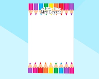 Color Pencil Teacher Notepad - Stationery - Personalized Notepad